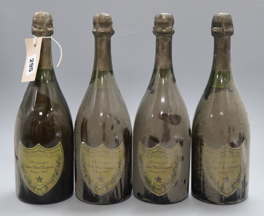 Four bottles of Dom Perignon 1969